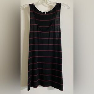 BKE Black Tank Top with Burgundy Stripes